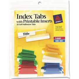 Avery Dennison AVERY SELF-ADHESIVE TABS WITH WHITE PRINTABLE INSERTS, 1 INCH, ASSORTED TAB, 25/PACK