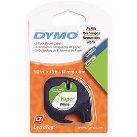 Dymo 1/2 in. x 13 ft. White Letratag Paper Label Tape Cassettes (2/Pack)