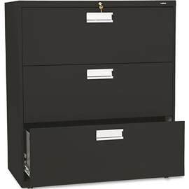 HON COMPANY 600 SERIES THREE-DRAWER LATERAL FILE, 36W X19-1/4D, BLACK