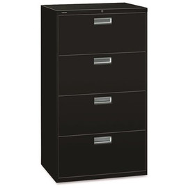 Basyx 600 Series 4-Drawer 3 in. W x 19-1/4 in. D Black Lateral File