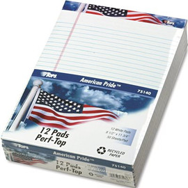 TOPS BUSINESS FORMS AMERICAN PRIDE WRITING PAD, LGL RULE, 8-1/2 X 11-3/4, WHITE, 50-SHEET 12/PACK