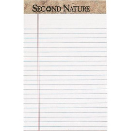TOPS Second Nature 5 in. x 8 in. Recycled Note Pads Lgl/Margin Rule, White (50-Sheet Dozen)