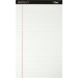 TOPS BUSINESS FORMS DOCKET RULED PERFORATED PADS, LEGAL RULE/SIZE, WHITE, 12 50-SHEET PADS/PACK