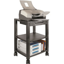 Kantek 17 in. W x 13.25 in. D x 24.25 in. H, Black, Mobile Printer Stand, Plastic, 2-Shelf