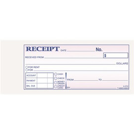 Cardinal Brands Inc. RECEIPT BOOK, 2-3/4 X 7-3/16, THREE-PART CARBONLESS, 50 FORMS