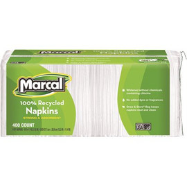 Marcal Luncheon 12.5 in. x 11.4 in. Napkins White 100% Recycled (2400 per Carton, 400-Sheets per Pack)