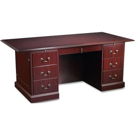 HON COMPANY 94000 SERIES DOUBLE PEDESTAL DESK, 72W X 36D X 29-1/2H, MAHOGANY