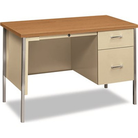 34000 SERIES RIGHT PEDESTAL DESK, 45-1/4W X 24D X 29-1/2H, HARVEST/PUTTY