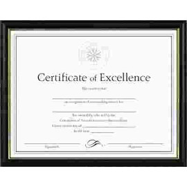 Dax Mfg. TWO-TONE DOCUMENT/DIPLOMA FRAME, WOOD, 8-1/2 X 11, BLACK W/GOLD LEAF TRIM