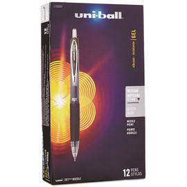 Uni-ball Signo 207 Roller Ball Retractable Gel Pen, Black Ink Medium Dozen