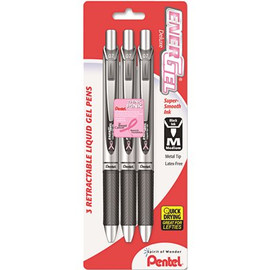 ENERGEL DELUX RTX ROLLER BALL RETRACTABLE GEL PEN, BLACK INK, MEDIUM, 3 PER PACK