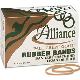 Alliance Rubber PALE CREPE GOLD RUBBER BANDS, SIZE 33, 3-1/2 X 1/8, 1LB BOX