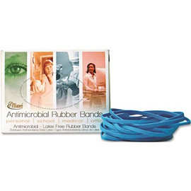ALLIANCE SIZE 19 ANTIMICROBIAL RUBBER BANDS, 3-1/2X1/16 IN., CYAN BLUE, 0.25-POUND BOX