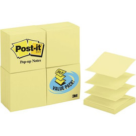 Post-It 3 in. x 3 in., Pop-Up Note Refills Canary Yellow (100-Sheet Pads/Pack)