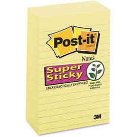 Post-It 4 in. x 6 in., Super Sticky Notes, Lined, Canary Yellow (90-Sheet Pads/Pack, 5-Pack)