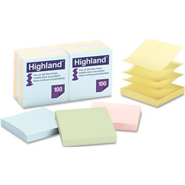 3M 3M POP UP MEMO PAD, 3 X 3, ASSORTED PASTEL, 100 SHEETS