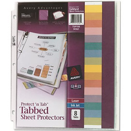 Avery Dennison AVERY PROTECT 'N TAB TOP-LOAD CLEAR SHEET PROTECTORS W/EIGHT TABS, LETTER