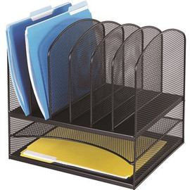 Safco Onyx 13.5 in. x 11.38 in. x 13 in. 8-Section Steel Mesh Desk Organizer Black