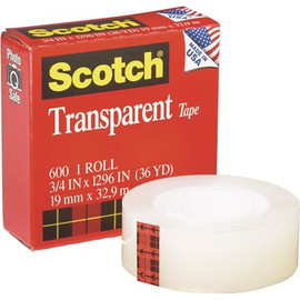 Scotch 3/4 in. x 1296 in., 1 in. Core, Transparent Glossy Tape, Clear