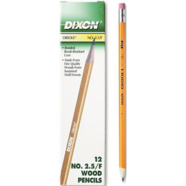 Dixon Ticonderoga ORIOLE WOODCASE PENCIL, F #2.5, YELLOW BARREL, 12/PACK