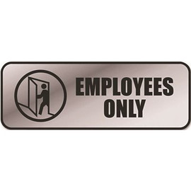 Cosco 9 in. x 3 in. Silver Brushed Metal Office Sign Employees Only