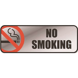 Cosco 9 in. x 3 in. Silver/Red Brush Metal Office Sign No Smoking