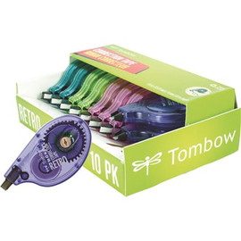 Tombow 1/6 in. x 394 in. Mono Correction Tape Assorted Retro Color Dispensers (10-Pack)