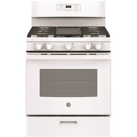 GE GE 30-INCH 5 CU. FT. FREE-STANDING GAS RANGE, WHITE