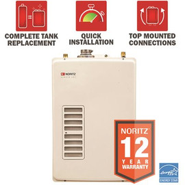 NORITZ EZTR40 40 Gal Tank Replacement Min 0.5 GPM Max 6.6 GPM High Efficiency Natural Gas Tankless Water Heater Kit