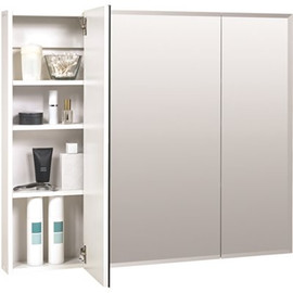 Zenna Home 36 in. x 29 in. x 4.25 in. Tri-View Surface-Mount Medicine Cabinet in Frameless Mirror Glass