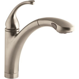 KOHLER Forte Single-Handle Pull-Out Sprayer Kitchen Faucet with MasterClean Spray Face in Vibrant Brushed Nickel KOHLER Forte Single-Handle Pull-Out Sprayer Kitchen Faucet with MasterClean Spray Face in Vibrant Brushed Nickel