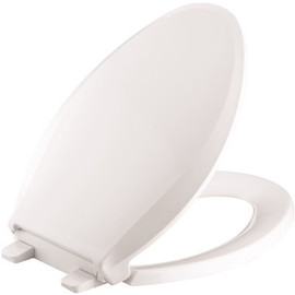 KOHLER Cachet Quiet-Close Elongated Closed Front Toilet Seat with Grip-Tight Bumpers in White