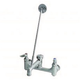 T&S 2 Handle Utility Faucet with Shut Off in Rough Chrome