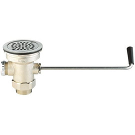 T&S 3-1/2 in. Waste Valve - Rough Chrome Plated Brass Body and Adapter Stainless Steel Handle and Flat Strainer Sink Hole