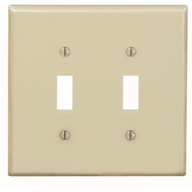 Leviton 2-Gang Midway Toggle Nylon Wall Plate, Ivory