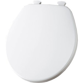 Church Round Closed Front Enameled Wood Toilet Seat in White Removes for Easy Cleaning