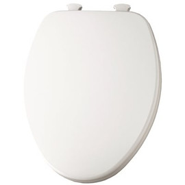 Church Elongated Closed Front Enameled Wood Toilet Seat in White Removes for Easy Cleaning