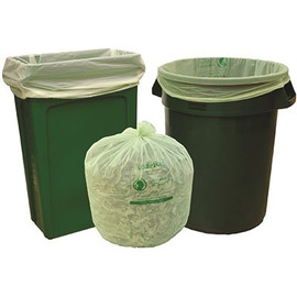 Natur-Bag 30 gal. Compostable Trash Bags, 30 in. x 39 in., 0.8 MIL, Green, 25/Roll, 8 Rolls/Case