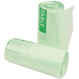 Natur-Bag 13 gal. Compostable Trash Bags, 23.5 in. x 29 in., 0.8 MIL, Green, 25/Roll, 10 Rolls/Case