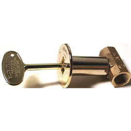 Blue Flame Straight Gas Valve Kit Includes Brass Valve, Floor Plate and Key in Polished Brass