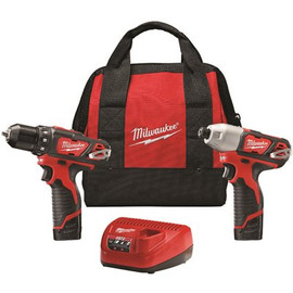 Milwaukee M12 12V Lithium-Ion Cordless Drill Driver/Impact Driver Combo Kit w/ Two 1.5Ah Batteries, Charger Tool Bag (2-Tool)