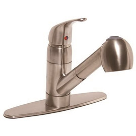 Premier Bayview Single-Handle Pull-Out Sprayer Kitchen Faucet in Brushed Nickel