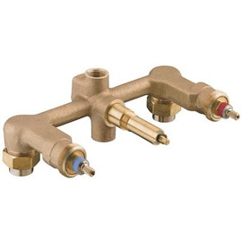 KOHLER Widespread 1/2 in. Ceramic In-Wall 3-Handle Valve System with Integral Diverter and 8 in. Centers