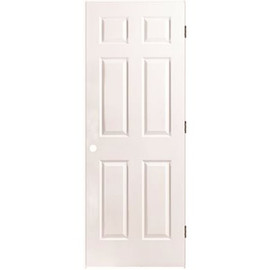 Masonite 24 in. x 80 in. Textured 6-Panel Primed White Left-Handed Hollow Core Composite Single Prehung Interior Door