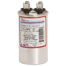 AMRAD ENGINEERING Round USA Made Motor Run Capacitor 20 MFD, 370/440 VAC