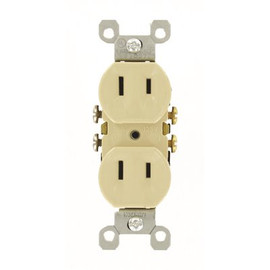 Leviton 15 Amp 2-Wire Duplex Outlet, Ivory