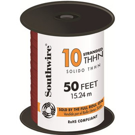 Southwire 50 ft. 10 Red Stranded CU THHN Wire