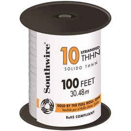 Southwire 100 ft. 10 White Stranded CU THHN Wire