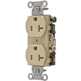 HUBBELL WIRING HUBBELL COMMERCIAL GRADE DUPLEX RECEPTACLE, 20 AMP, IVORY