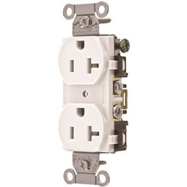 HUBBELL WIRING 20 Amp Hubbell Commercial Industrial Grade Duplex Receptacle, White